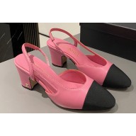Chanel Heel 6.5cm Slingbacks G31318 Black/Pink 2024