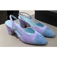 Chanel Heel 6.5cm Slingbacks G31318 Suede Blue/Lilac 2024