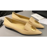 Chanel Metal CC Logo Lambskin Vintage Ballet Flats Beige 2024