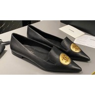 Chanel Metal CC Logo Lambskin Vintage Ballet Flats Black 2024