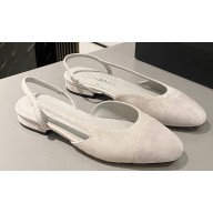 Chanel Heel 1.5cm Slingbacks G31319 Suede Light Gray 2024