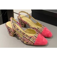 Chanel Heel 6.5cm Slingbacks G31318 Tweed Multicolor/Fuchsia 2024