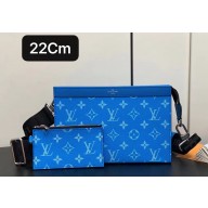 Louis Vuitton Taiga leather and Monogram canvas Gaston Wearable Wallet Bag M83099 Blue 2024