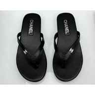 Chanel Crystal CC Logo Thongs G45716 Lambskin Black 2024