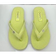 Chanel Crystal CC Logo Thongs G45716 Velvet Green 2024