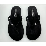 Chanel Crystal CC Logo Thongs G45716 Velvet Black 2024