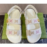 Gucci Women's sandals with Double G 771749 in Ivory GG crystal canvas 2024