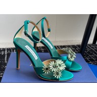 Aquazzura Heel 10cm Crystal Margarita embellished sandals Satin Green 2024
