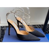 Aquazzura Heel 10cm Ice embellished pumps Satin Black 2024