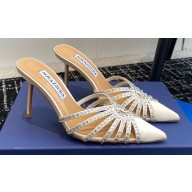 Aquazzura Heel 10cm Flow Mules Satin White 2024