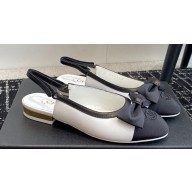 Chanel Lambskin & Grosgrain Slingbacks G45689 White/Black 2024