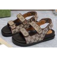 Gucci Women's Double G sandals 771575 in GG canvas Beige 2024