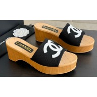 Chanel Fabric & Patent Calfskin Mules G45555 Black 2024