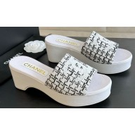 Chanel Tweed & Patent Calfskin Mules G45555 Gray 2024