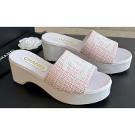 Chanel Tweed & Patent Calfskin Mules G45555 Pink 2024