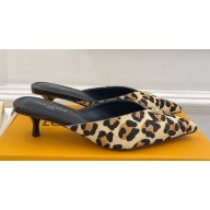 Louis Vuitton Heel 4cm Leopard Print Stellar Mules Brown 2024