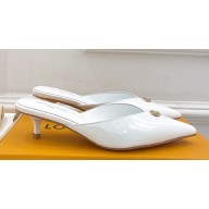 Louis Vuitton Heel 4cm Patent calf leather Stellar Mules White 2024