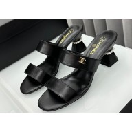 Chanel Lambskin & Imitation Pearls Mules G45685 Black 2024