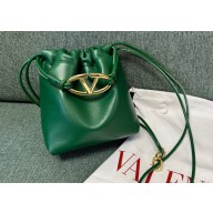 Valentino Vlogo Pouf Nappa Leather Mini Bucket Bag Green 2024
