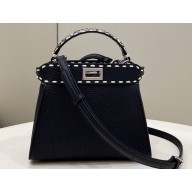 Fendi iconic Peekaboo Mini Bag black/Python Selleria with topstitches 2024