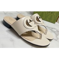 Gucci Women's Interlocking G cut-out thong slide sandals 782411 White 2024