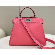 Fendi Peekaboo ISeeU Small Bag Pink Selleria with 556 hand-sewn stitches 2024