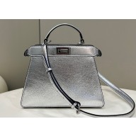 Fendi Peekaboo ISeeU Small Bag in nappa Leather Silver 2024