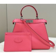 Fendi Peekaboo ISeeU Medium Bag Pink Selleria with oversized topstitching 2024