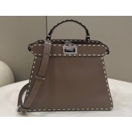 Fendi Peekaboo ISeeU Small Bag Etoupe Selleria with topstitches 2024