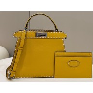 Fendi Peekaboo ISeeU Medium Bag Yellow Selleria with topstitches 2024