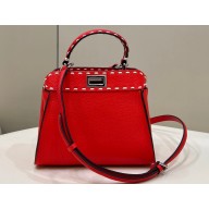 Fendi iconic Peekaboo Mini Bag Red Selleria with topstitches 2024