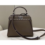 Fendi iconic Peekaboo Mini Bag Gray Selleria with topstitches 2024