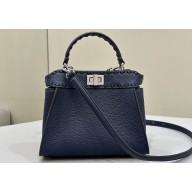 Fendi iconic Peekaboo Mini Bag Midnight blue Selleria with 220 hand-sewn topstitches 2024