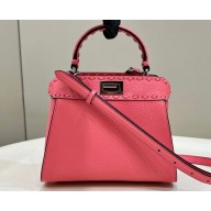 Fendi iconic Peekaboo Mini Bag Pink Selleria with 220 hand-sewn topstitches 2024