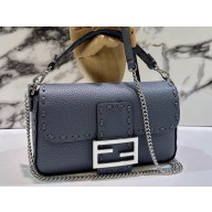 Fendi Mini Baguette Bag Gray Selleria with 309 hand-sewn topstitches 2024