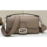 Fendi Medium Baguette Bag Dove Gray Selleria with 612 hand-sewn topstitches 2024