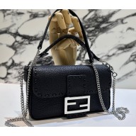 Fendi Mini Baguette Bag Black Selleria with 309 hand-sewn topstitches 2024