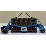Fendi Soft Trunk Baguette Bag FF jacquard fabric Blue 2024