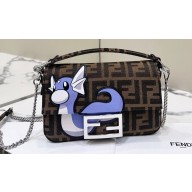 FENDI x FRGMT x POKÉMON Mini Baguette bag Brown FF fabric 2024