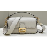Fendi Medium Baguette Bag Camellia Selleria with oversize topstitching 2024