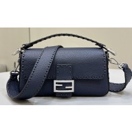 Fendi Medium Baguette Bag Midnight blue Selleria with oversize topstitching 2024