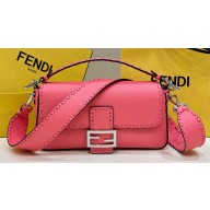 Fendi Medium Baguette Bag Pink Selleria with oversize topstitching 2024