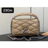 Louis Vuitton Lambskin GO-14 MM Bag with metal studs M24151 Beige 2024