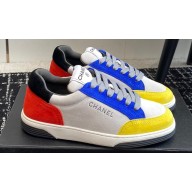Chanel Suede Leather Logo Sneakers Gray/Blue/Red 2024