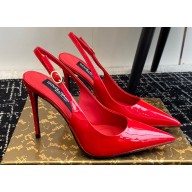Dolce & Gabbana Heel 10cm Patent Leather Slingbacks Red 2024