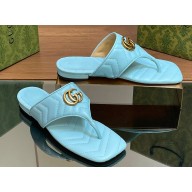 Gucci Women's Double G thong slide sandals 776948 Light Blue 2024