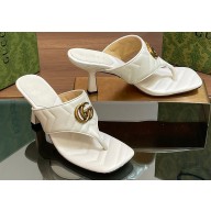 Gucci Heel 5.5cm Women's Double G thong slide sandals 776995 White 2024