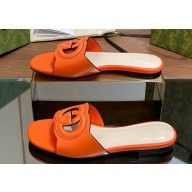 Gucci Women's Interlocking G cut-out slide sandals 694451 Orange 2024