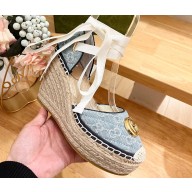Gucci Women's GG matelassé platform espadrille 621240 GG Denim Light Blue 2024