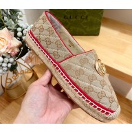 Gucci Women's GG matelassé espadrille 621239 GG canvas Beige/Red 2024